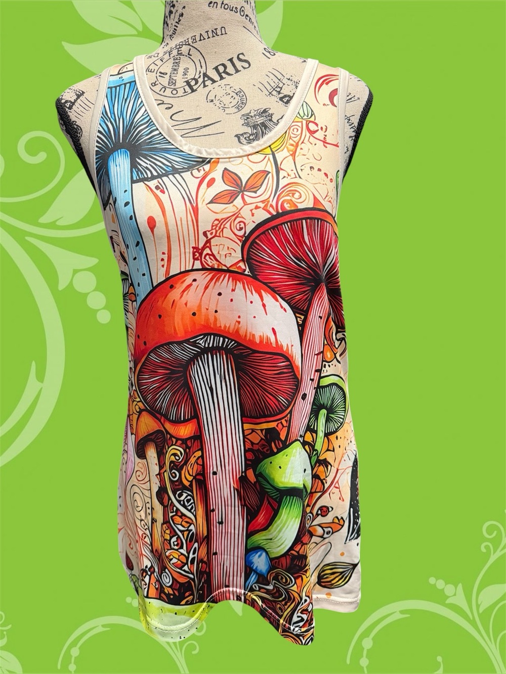 Mushroom Print Tank Top — Vivid Multicolor